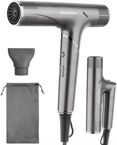 1600W High-Speed Foldable Dual Voltage Travel Hair Dryer, Gray